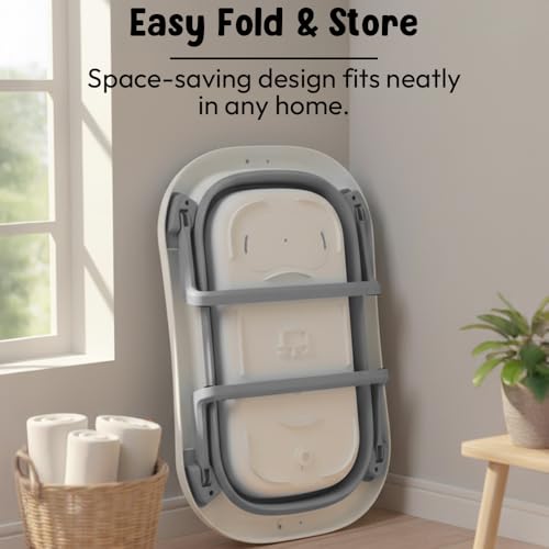 Image of StarAndDaisy Bath Tub for Baby 0-5 Years /Foldable Bath tub for Kids with Cushion, Space Saving Design, Newborn Baby Folding Bathing Tub Girls & Boys, Easy to Store tub -Grey