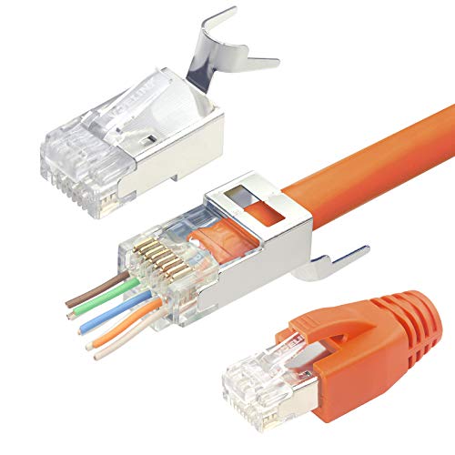 VCELINK 2. Gen. Netzwerkstecker Cat7 Cat6A Pass Through RJ45 Stecker für Verlegekabel Geschirmt mit Einfädelhilfe und Knickschutz 10 Stück, Switch/TV / PS4 / ADSL/Modem/TV Box/Router/PC VCELINK 2. Gen. Netzwerkstecker Cat7 Cat6A Pass Through RJ45 Stecker für Verlegekabel Geschirmt mit Einfädelhilfe und Knickschutz 10 Stück, Switch/TV / PS4 / ADSL/Modem/TV Box/Router/PC