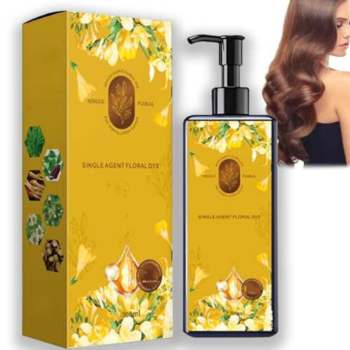 Tinte capilar vegetal nutritivo, 300 ml, tinte floral de un solo agente, suaviza y da brillo para hombres y mujeres (Black)