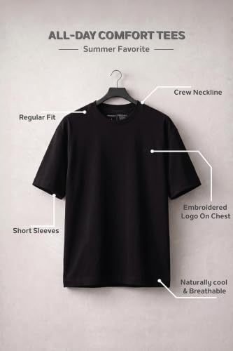 Image of Van Heusen Men's Crew Neck T-Shirt - Soft & Breathable Cotton | Regular Fit | Comfortable Everyday Casual Wear | Short Sleeves | Summer Favorite |Solid Colors | Style 60052|Available in Pack of 1 & 2