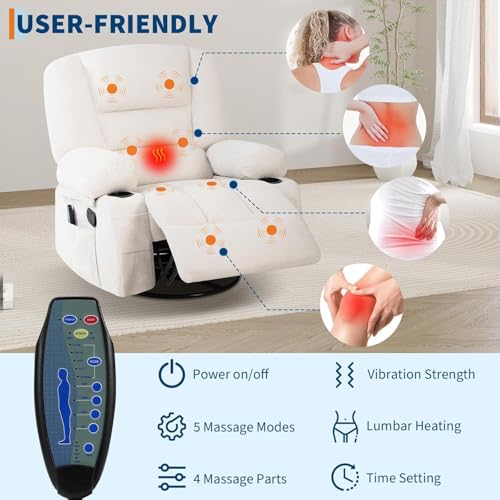 Sillón reclinable tapizado en chenille blanco miniatura 5