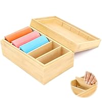 A7 Holz Karteikasten Karteikarten box mit Deckel, 22x12x9cm Vokabelbox Karteikartenbox Vokabelkasten Vokabeln Lernbox Aufbewahrung Lernkarten Box, Lernkarteibox für Büro Schulen und Heim