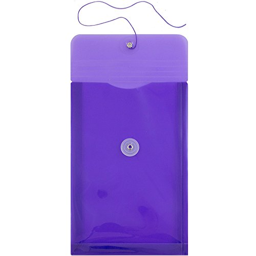 Jam Paper Plastic Envelopes With Button & String Tie Closure - 6 1/4 X 9 1/4 - Purple - 12/Pack #TOP1
