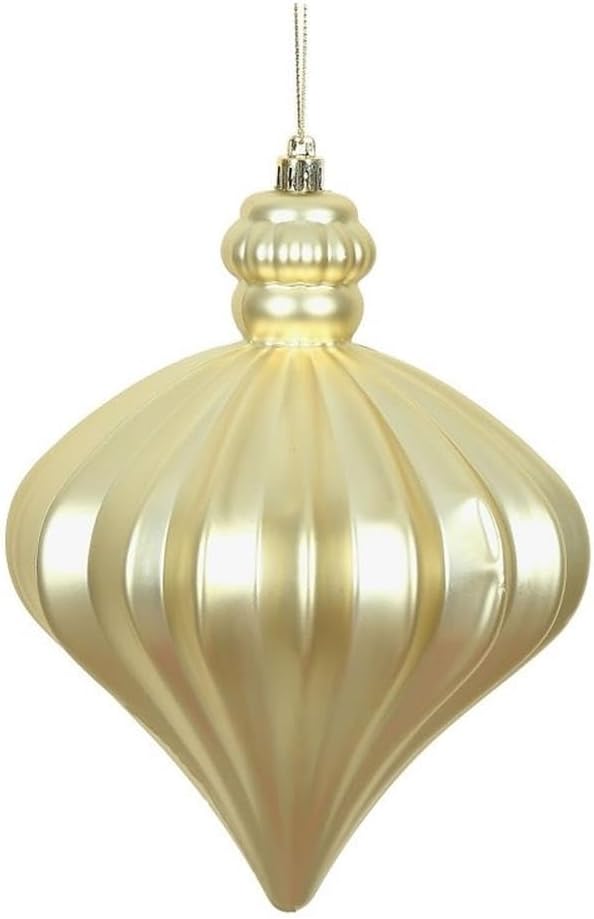 Vickerman 6" Onion Drop Christmas Ornaments in Matte Champagne Gold (Set of 4)