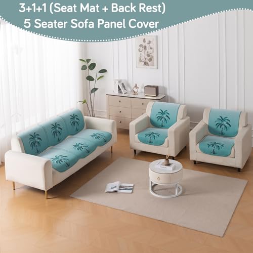 Image of HOKIPO HeavenHue Sofa Cover 5 Seater Panel Set 3+1+1, Island Breeze
