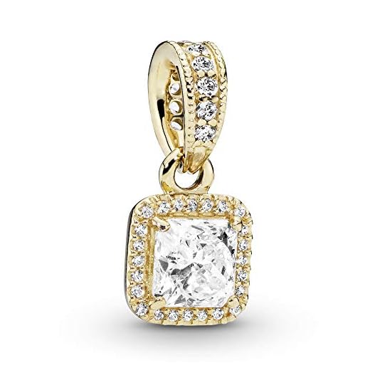 PANDORA Jewelry Timeless Elegance Stud Cubic Zirconia Pendant in Gold 14K for-Necklace