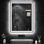 DSNAPE 32"x 24" LED Bathroom Mirror with Lights, Tempered Glass Defogging Bathroom Vanity Mirror Frontlit & Backlit, 3 Color Lights LED Mirror for Bathroom, Cloakroom (Horizontal/Vertical)