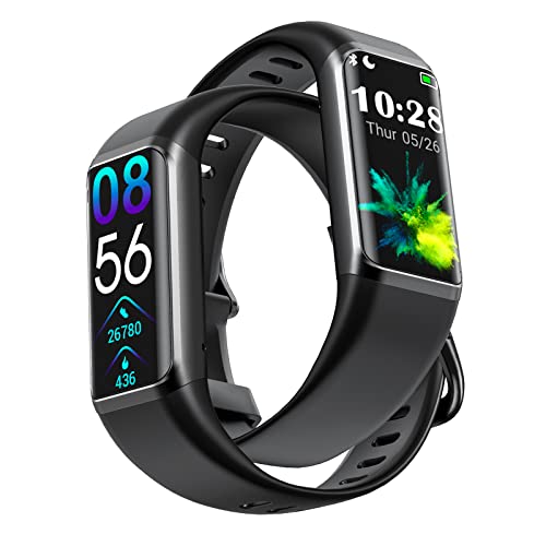 Portzon Fitness Tracker IP68 Waterproof, Fitness Tracker Smart Watch with Heart Rate Monitor Sleep Activity Tracker Step Pedometer Calories Call Message Notification Sports Watch for Men Women Kid