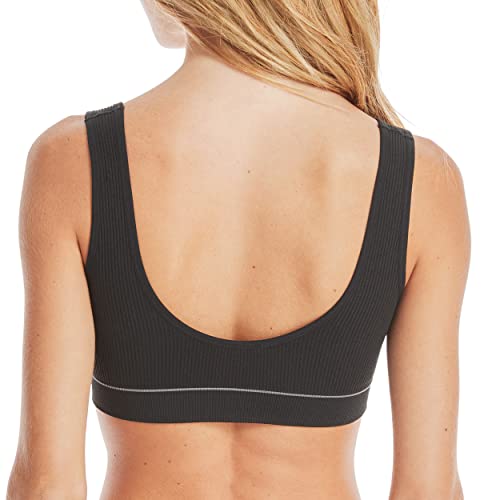 Hanes Womens Originals Seamless Rib Crop Bralette, Wireless Scoop Pullover Bra, ComfortFlex Fit