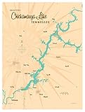 Chickamauga Lake Tennessee Giclee Art Print Poster from Illustration by Lakebound 9' x 12'
