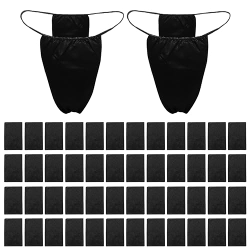 FUIPVGI 50 Stücke Einweg Tanga Einweg Höschen, Einweg String Tanga Weiche Damen, Spa Höschen, für Frauen Spa Tanga (DE/NL/SE/PL, Alphanumerisch, Einheitsgröße, Regular, Regular, Schwarz)