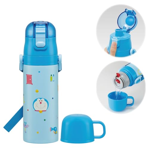 スケーター(Skater) 水筒 子供用 2WAY 直飲み 470ml コップ飲み 430ml サンリオ I'm Doraemon ドラえもん ギンガム 男の子 ステンレス 保温保冷 軽量 waterbottle スポーツボトル キッズ こども 水瓶 SK