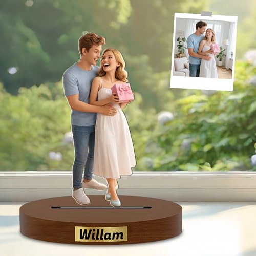 Figura Personalizada De Pareja Acrílico Estilo de Placa con Foto de Dibujos Animados Regalo San Valentin