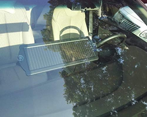 Sunway Solar 12V Solar Panel Power Battery Charger & Maintainer, Cigarette Lighter Plug & Battery Clamp, Black, Moderate Efficiency, Basic/Functional Style