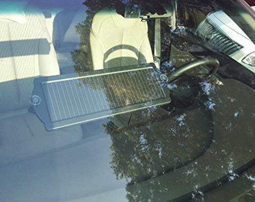 Sunway Solar 12V Solar Panel Power Battery Charger & Maintainer, Cigarette Lighter Plug & Battery Clamp, Black, Moderate Efficiency, Basic/Functional Style