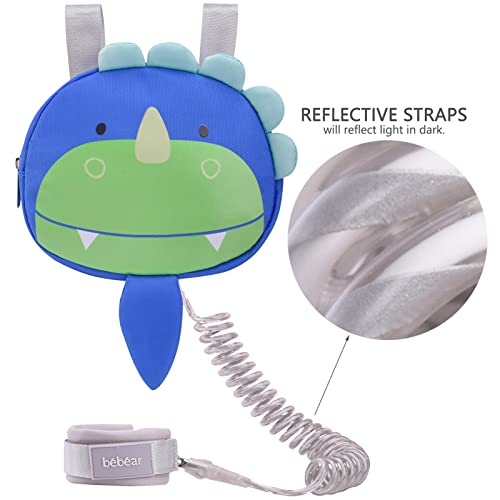 Bebamour Animal Toddler Backpack with Reins Mini Bag with Safety Leash for Children Portable Backpack Rucksack with Safety Harness for Boys and Girls Blue Dino - Image 4