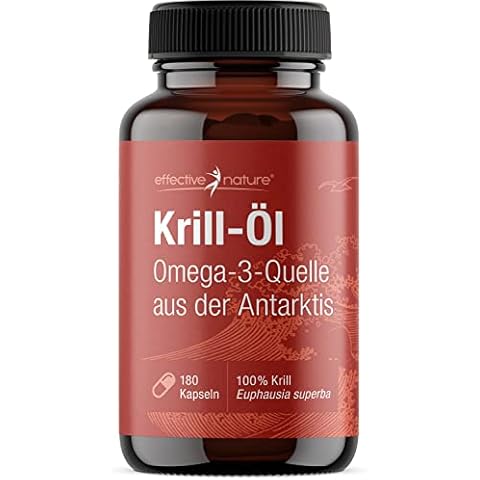Krillöl Kapseln hochdosiert mit 1000 mg pro Tag - 180 Kapseln für 3 Monate - Wertvolle Omega-3-Quelle - Superba Krill Öl mit 100 mcg Astaxanthin Cover