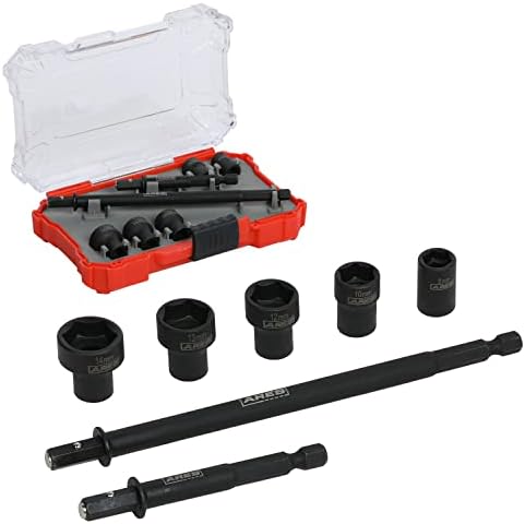 ARES 27087 – Nut Driver Set – Metric Magnetic 7-Piece – Detachable and Cleanable – Radial 6 Point Drive Sockets Load on Flats - Removable Socket Ends for Easy Cleaning – Heavy Duty CR-V Steel