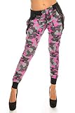 Crazy Age Camouflage Jogginghose Boyfriendhose Bagyyhose mit Hosentäger CA 1119 Cam (XS, Neonpink N.)