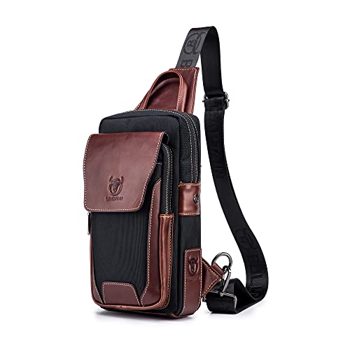 Bolso de hombro de los hombres Bolso de hombro de los deportes y del ocio Bolso de hombro del pecho Bolso cuadrado vertical, Brown Cover