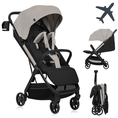 Lionelo Julie Air Buggy bis zu 22 kg von 6 m bis 4 Jahre Für Flugzeug Schwenkräder 360° Federung Einhand-Faltmechanismus Rückenlehnenverstellung Verdeck LSF50+, Leichtgewicht