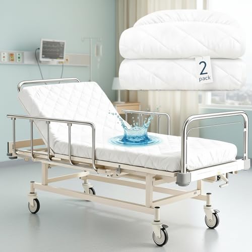Lounsweer 2 Pack Waterproof Hospital Mattress Cover 80x36x12in White Fitted Bed Sheet Protectors Incontinence Protection Leakproof Breathable for Elderly Adults Home Hospital Beds