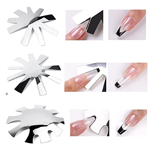 6 peças de aparador de borda de manicure de unhas de prata módulo de placa DIY, cortador de gel de l