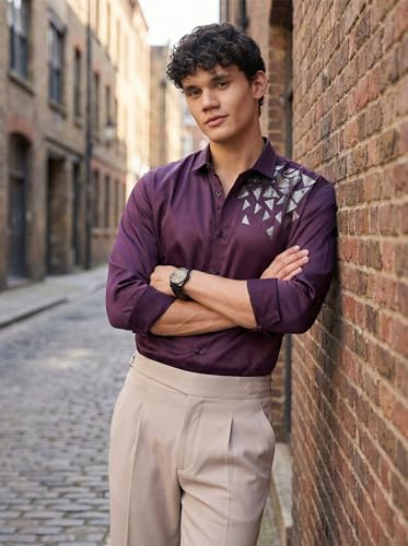 Image of IndoPrimo Men's Stylish Satin Shirt for Party, Formal, Daily and Casual Wear Full Sleeve Shirt for Mens - Trio