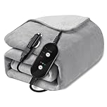 Sino Salected 12V/24V Heated Car Blanket, Electric Blanket Flannel Heating Throw for Car, SUV, RV, Camping, 60" x 44", Hi/M/Lo Heating Settings, Auto-Off Timer,Grey