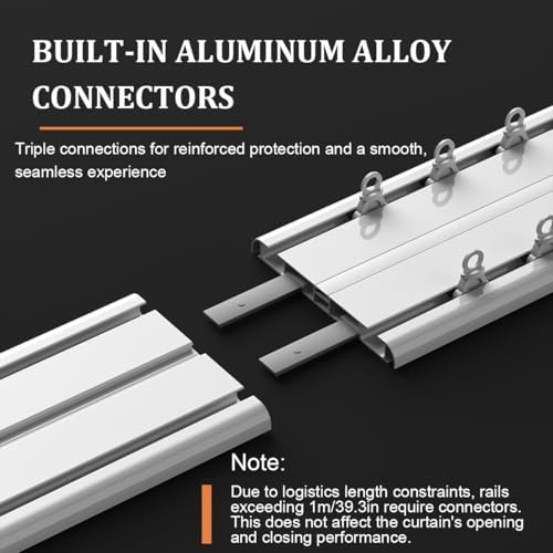 Heavy Duty Double Curtain Track System, Wall/Ceiling Mount Aluminum Rail for Sliding Curtains, Room Divider & Window Drapery - 1m/3.2ft White