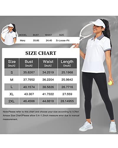 Igeekwell Womens Golf Polo Neck Collar With Zip Up Polo Short Sleeves Moisture Wicking Tennis Polo Shirts For Women Golf Clothes Golf Tees A-White Xl #TOP7