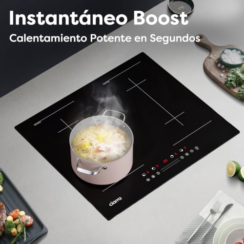 Placa de inducción con función boost Ciarra de 7200W y control táctil de 9 niveles 4