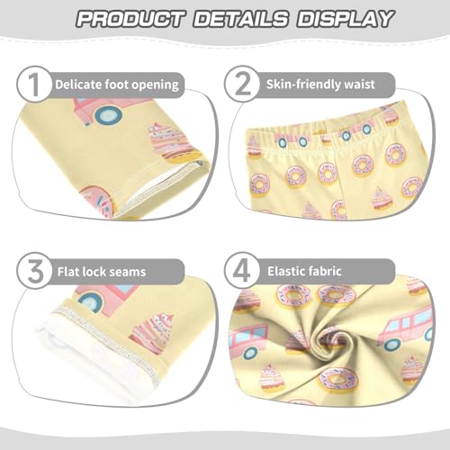 ALAZA Girls' Leggings Children's Yoga Pants Skinny Printed Dance Donut Dessert Cart Comfortable 4T2