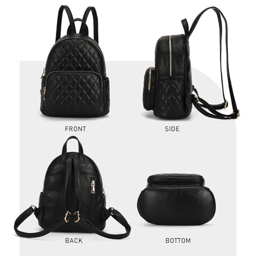 Image of Quilted Small Backpack for Women PU Leather Casual Handbag Daypack Purse | Stylish Quilted Design, water-resistant premium PU leather, matches all daily outfits, lightweight for everyday carry