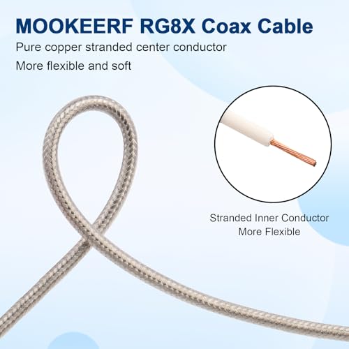 Cable RG8X N macho de 50 ohmios con núcleo trenzado coaxial 6