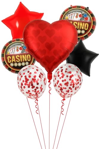 Image of AMFIN (Pack of 7) Casino Theme Foil Balloon Set, Elevate Your Party Heart- Multi