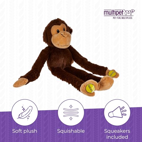 Multipet Swingin 56 cm großes Hundespielzeug aus Plüsch mit extralangen Armen und Beinen und Quietscher