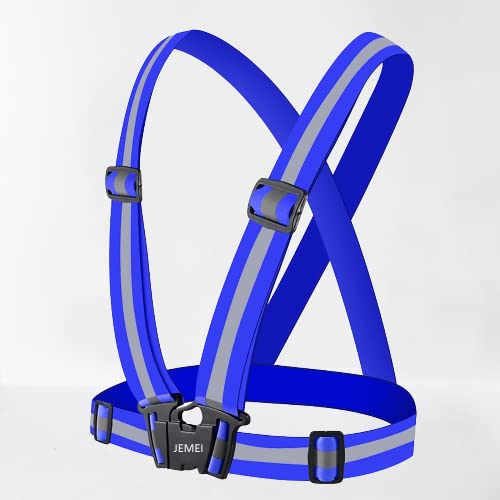 Jemei Safety Reflective Adjustable Vest Cross Belt High Visibility Gear Stripe Biking cycling Night driving Radium Strap Outdoor Road Traffic safety Belt jacket vest(BLUE) (B0B2MVNCDM) Amazon Price History, Amazon Price Tracker