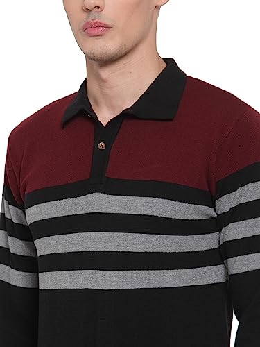 Image of Kalt Mens Basic Solid Full Sleeves Polo Cotton Blend Knitted Regular Fit Polo-Neck T-Shirts with Collar Stylish