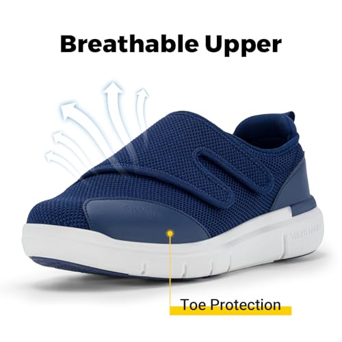 FitVille Shoes for Men Extra Wide Width Orthopedic Slip-on Shoes - EasyTop Duo Strap V1