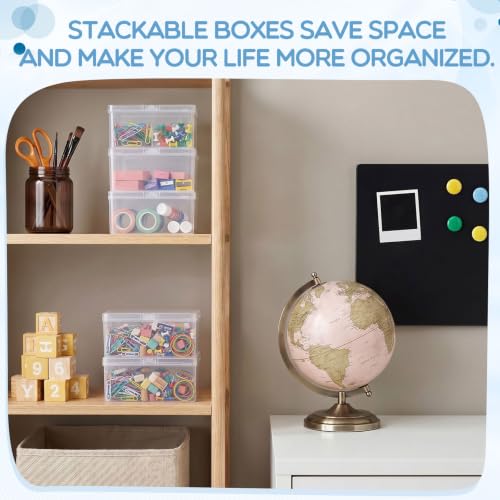 Image of Jetec 6 Pieces Mini Plastic Clear Beads Storage Containers Box for Collecting Small Items, Beads, Jewelry, Business Cards, Game Pieces, Crafts (4.3 x 3 x 2.2 Inch)