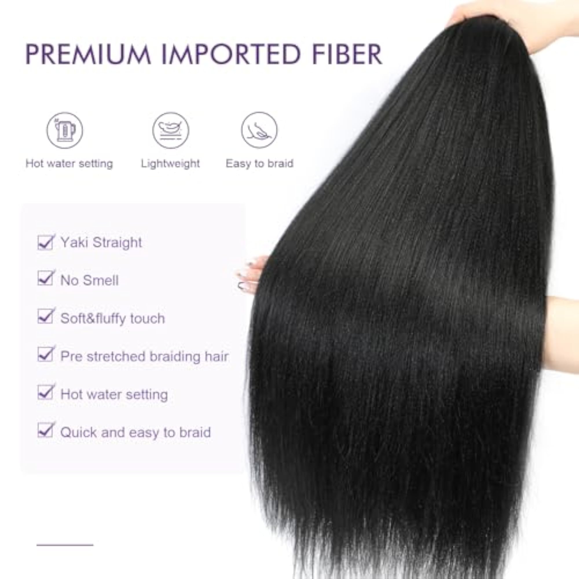 28 Inch Pre-Stretched Braiding Hair, 8 Packs