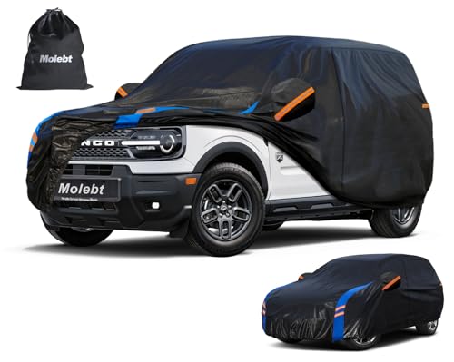 Image of Custom Fit SUV Car Cover for Ford Bronco Sport (2020-2026), Upgraded Waterproof All Weather Outdoor Auto Cover with Driver Door Zipper & Mirror Pockets, UV /Snow /Dust Protection