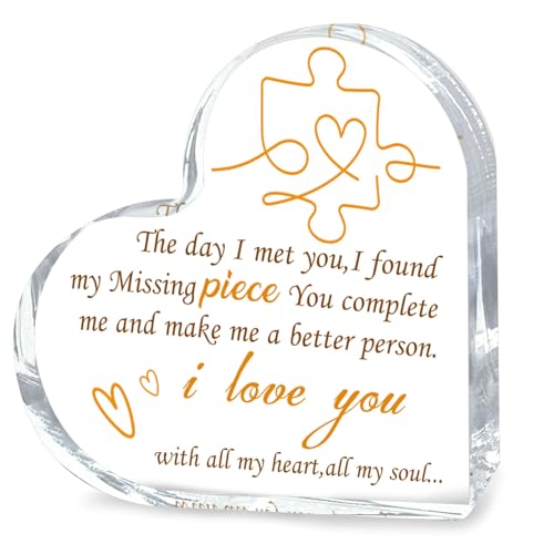 Heart Shaped Acrylic "I Love You" Sign,Valentine's Day Gift for Girlfriend,Boyfriend,Anniversary Present for Couple,Wife,Husband,Romantic Home Office Decor Ideas for Her or Him