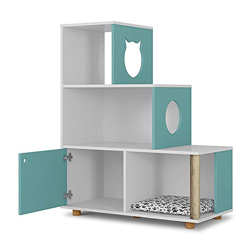 Estante Arranhador Pet Siamês-oliar Móveis - Branco/Turquesa