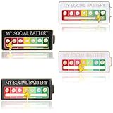 KIRZAX 4 Stück Slider Social Battery Badge,Brosche für soziale Batterie,Lustige Brosche für Soziale Stimmung,für 7 Tage,Interaktive Stimmungsnadeln, für Psychische Gesundheit (Weiß+Schwarz)