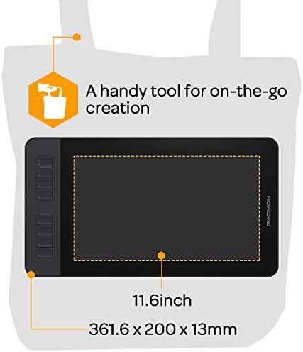 GAOMON PD1161 graficzny tablet rysunkowy z monitorem HD o przekątnej 11,6 cala i rysikiem 8192 poziomów, niewymagającym baterii, do projektowania artystycznego