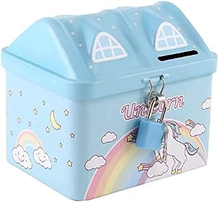 Money Bank for Kids Piggy Bank Metal Body Saving Bank for Girls Boys with Lock and Key Secure Unicorn Peppa Pig Money Bank for Kids Best Return Gift Multicolor (House Bank) Multi Colour