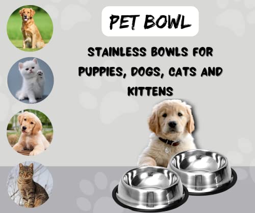 Foodie-Puppies-Stainless-Steel-Bowl-for-Puppies-Kittens-Rabbits-and-More-700ml-Medium-Silver-I-Non-Skid-Rubber-Bottom-FoodWater-Bowl-I-Non-Toxic-100-Safe-for-Pets