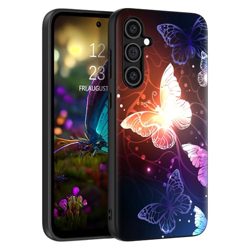 Coque Samsung Galaxy S23 FE 5G GUAGUA phosphorescente avec motif papillon noir